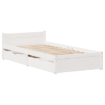 Letto senza Materasso Bianco 75x190 in Legno Massello di Pino