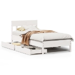 Letto senza Materasso Bianco 75x190 in Legno Massello di Pino