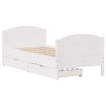 Letto senza Materasso Bianco 75x190 in Legno Massello di Pino