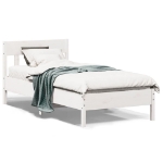 Letto senza Materasso Bianco 75x190 in Legno Massello di Pino