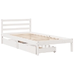 Letto senza Materasso Bianco 75x190 in Legno Massello di Pino