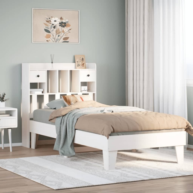 Letto senza Materasso Bianco 75x190 in Legno Massello di Pino