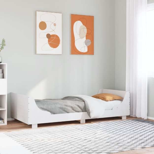 Letto senza Materasso Bianco 90x190 cm in Legno Massello Pino