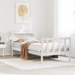 Letto senza Materasso Bianco 90x190 cm in Legno Massello Pino