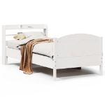 Letto senza Materasso Bianco 90x190 cm in Legno Massello Pino