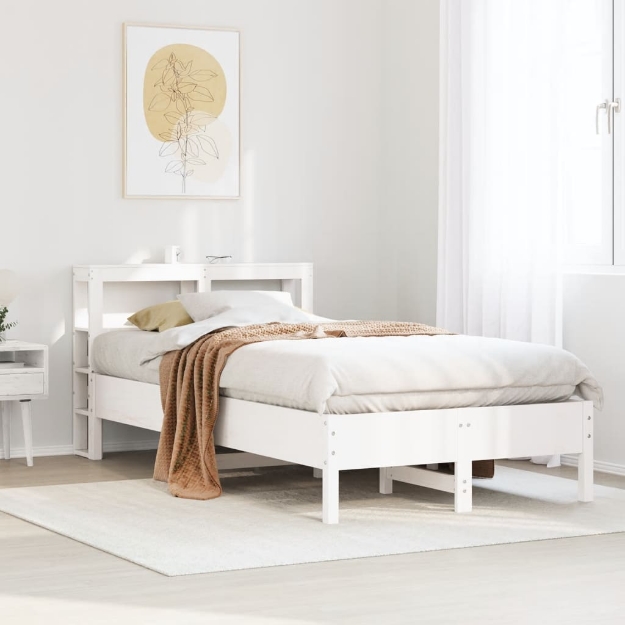 Letto senza Materasso Bianco 90x190 cm in Legno Massello Pino