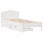 Letto senza Materasso Bianco 90x190 cm in Legno Massello Pino