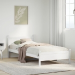 Letto senza Materasso Bianco 90x190 cm in Legno Massello Pino