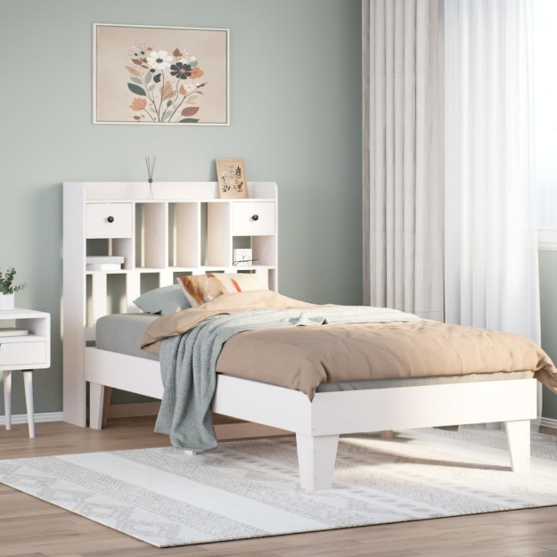 Letto senza Materasso Bianco 90x190 cm in Legno Massello Pino