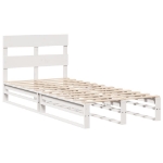 Letto senza Materasso Bianco 90x190 cm in Legno Massello Pino