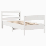 Letto senza Materasso Bianco 90x190 cm in Legno Massello Pino