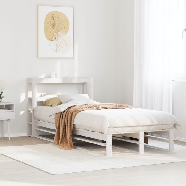 Letto senza Materasso Bianco 90x190 cm in Legno Massello Pino