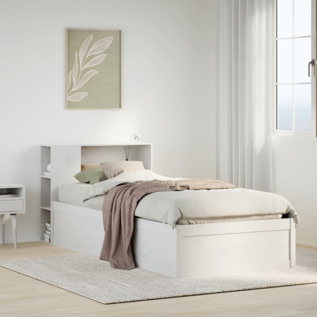 Letto senza Materasso Bianco 90x190 cm in Legno Massello Pino