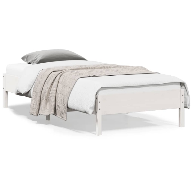 Letto senza Materasso Bianco 90x200 cm Legno Massello di Pino