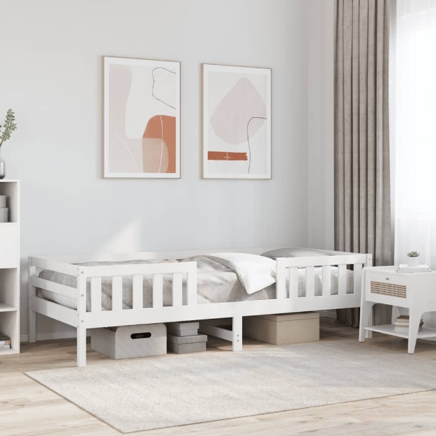 Letto senza Materasso Bianco 90x200 cm Legno Massello di Pino