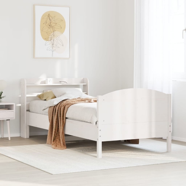 Letto senza Materasso Bianco 90x200 cm Legno Massello di Pino