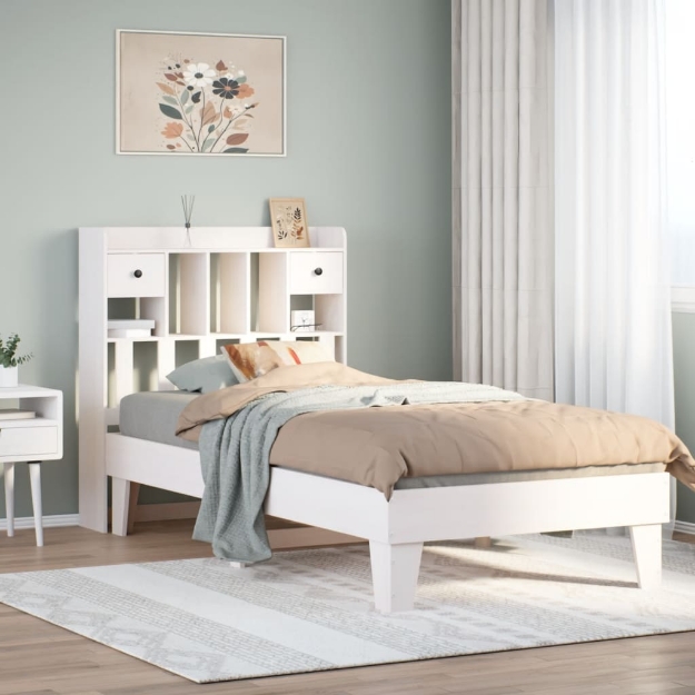 Letto senza Materasso Bianco 90x200 cm Legno Massello di Pino