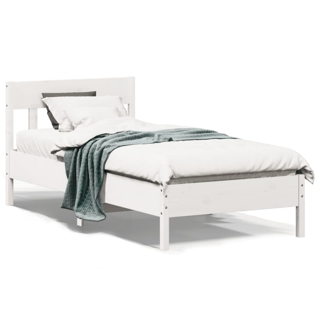 Letto senza Materasso Bianco 90x200 cm Legno Massello di Pino