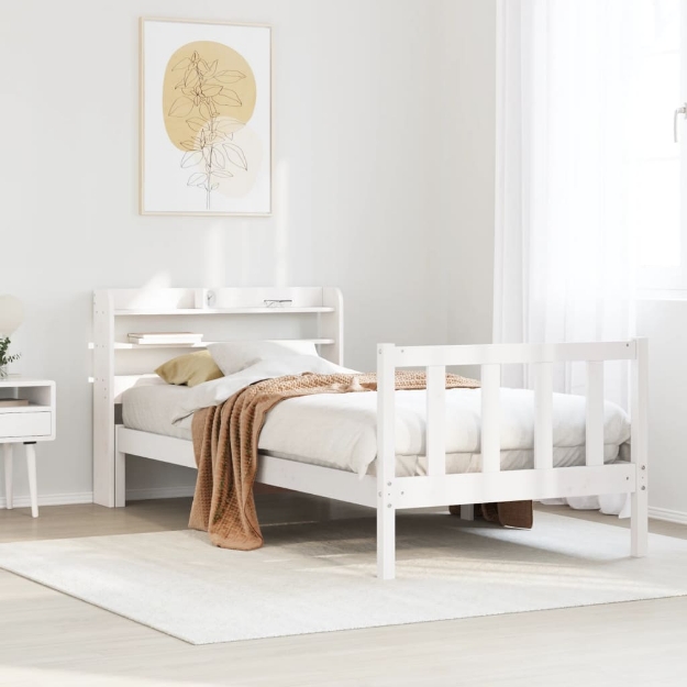 Letto senza Materasso Bianco 90x200 cm Legno Massello di Pino