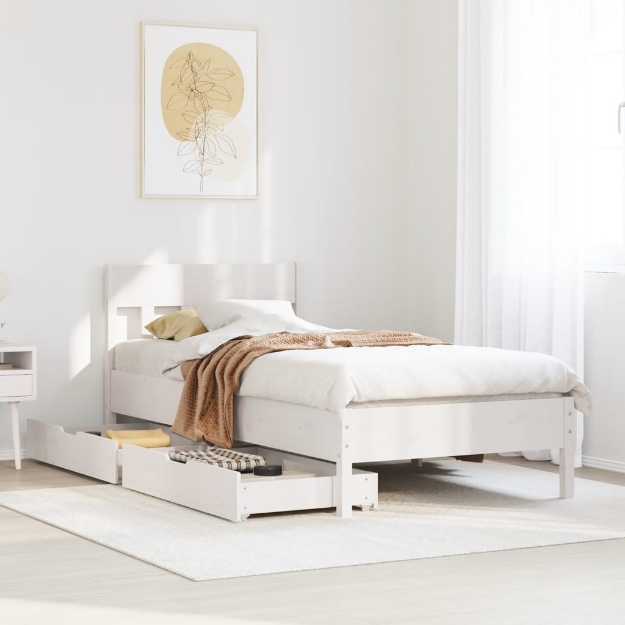 Letto senza Materasso Bianco 90x200 cm Legno Massello di Pino