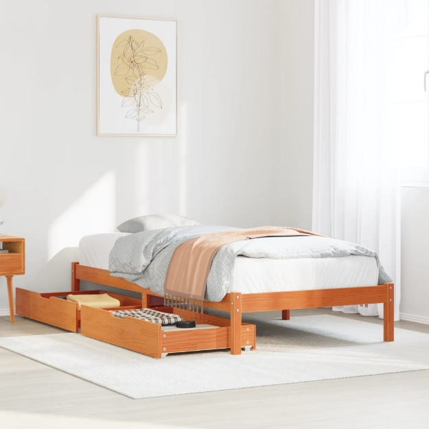 Letto senza Materasso Marrone Cera 100x200 cm in Legno di Pino