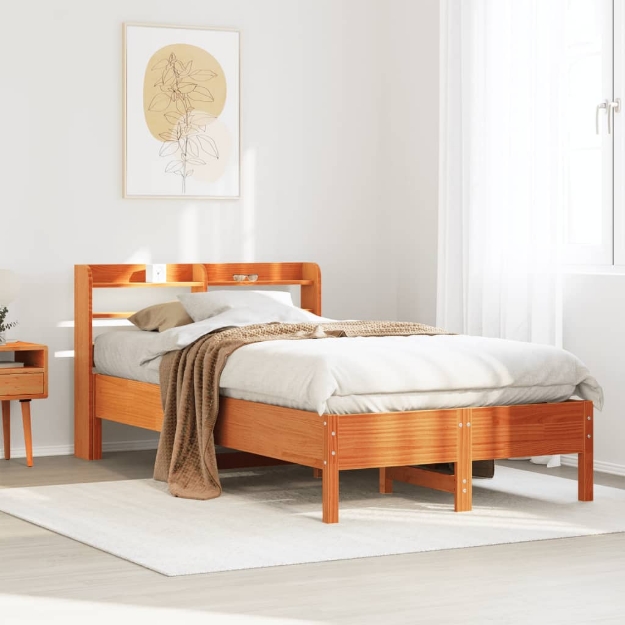 Letto senza Materasso Marrone Cera 100x200 cm in Legno di Pino