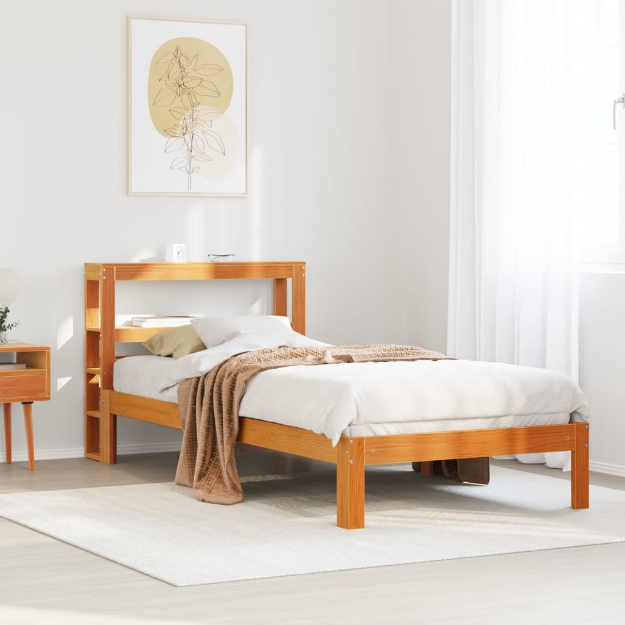 Letto senza Materasso Marrone Cera 100x200 cm in Legno di Pino