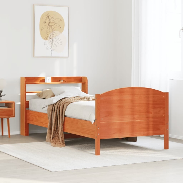 Letto senza Materasso Marrone Cera 100x200 cm in Legno di Pino