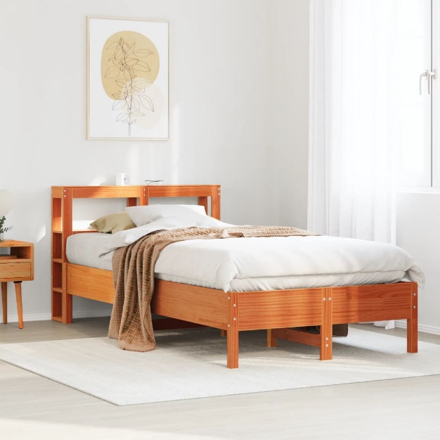 Letto senza Materasso Marrone Cera 100x200 cm in Legno di Pino