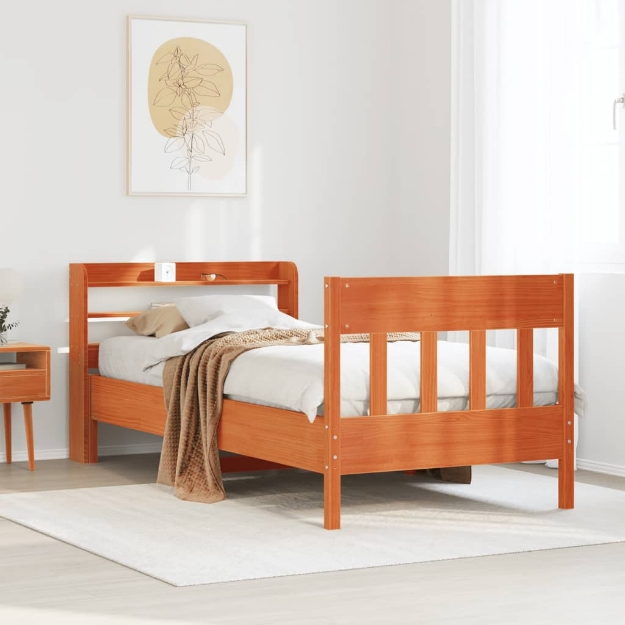 Letto senza Materasso Marrone Cera 100x200 cm in Legno di Pino