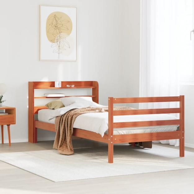 Letto senza Materasso Marrone Cera 100x200 cm in Legno di Pino