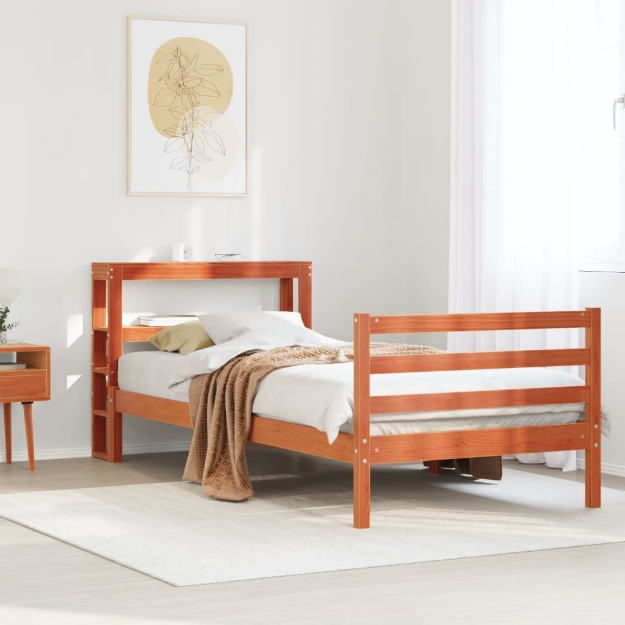 Letto senza Materasso Marrone Cera 100x200 cm in Legno di Pino