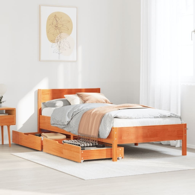 Letto senza Materasso Marrone Cera 100x200 cm in Legno di Pino