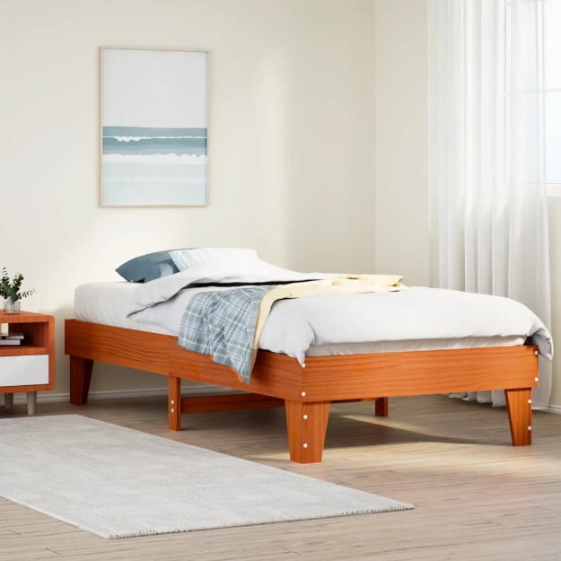 Letto senza Materasso Marrone Cera 100x200 cm in Legno di Pino