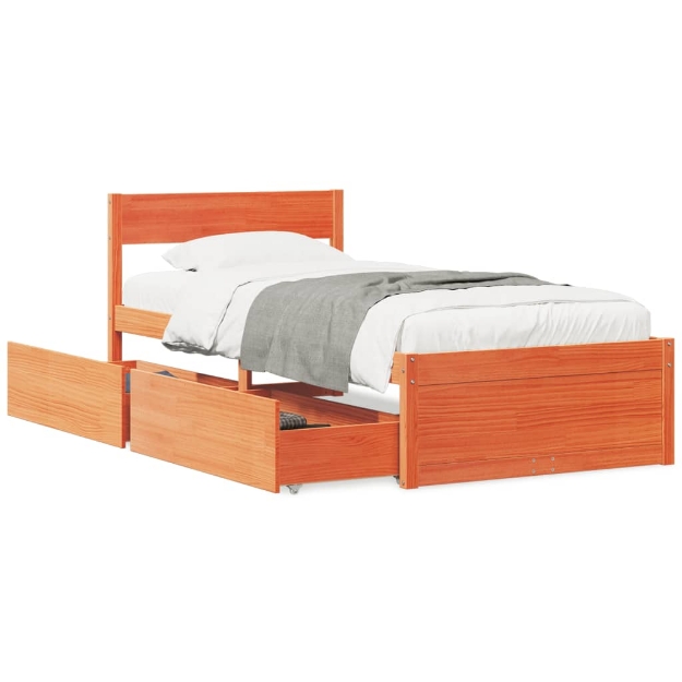 Letto senza Materasso Marrone Cera 100x200 cm in Legno di Pino