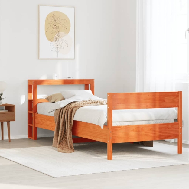 Letto senza Materasso Marrone Cera 100x200 cm in Legno di Pino