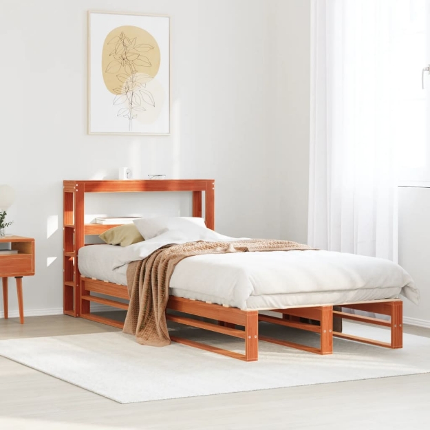 Letto senza Materasso Marrone Cera 100x200 cm in Legno di Pino