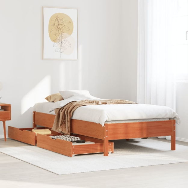 Letto senza Materasso Marrone Cera 100x200 cm in Legno di Pino