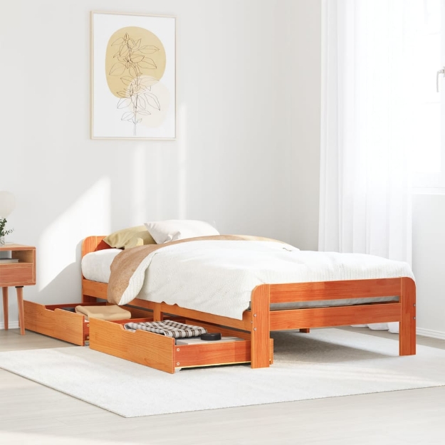 Letto senza Materasso Marrone Cera 100x200 cm in Legno di Pino