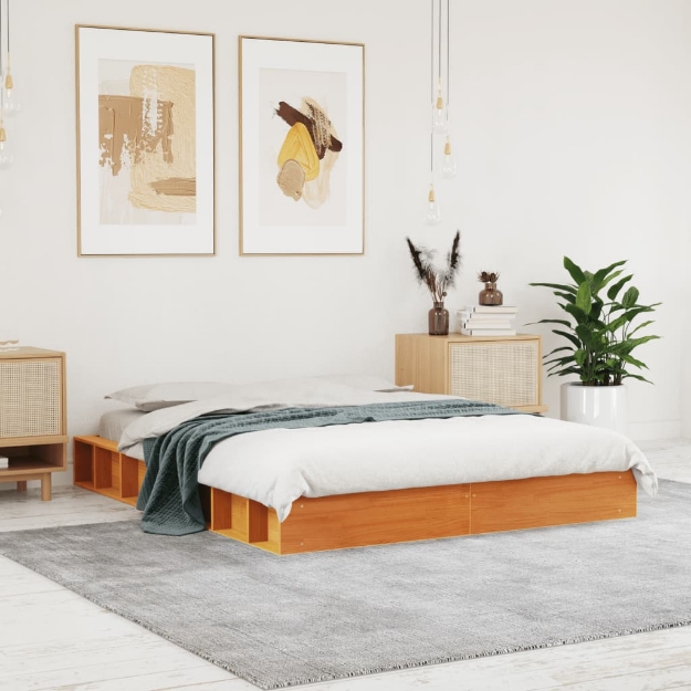 Letto senza Materasso Marrone Cera 120x190 cm in Legno di Pino