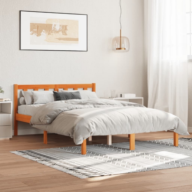 Letto senza Materasso Marrone Cera 120x190 cm in Legno di Pino