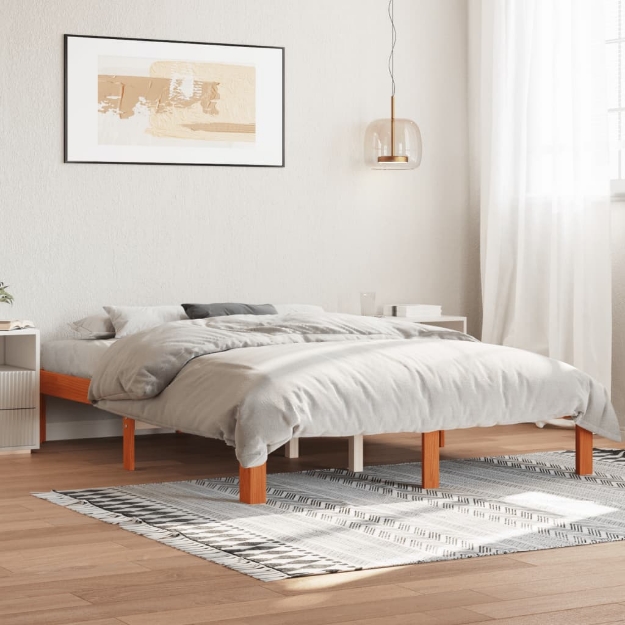 Letto senza Materasso Marrone Cera 120x190 cm in Legno di Pino