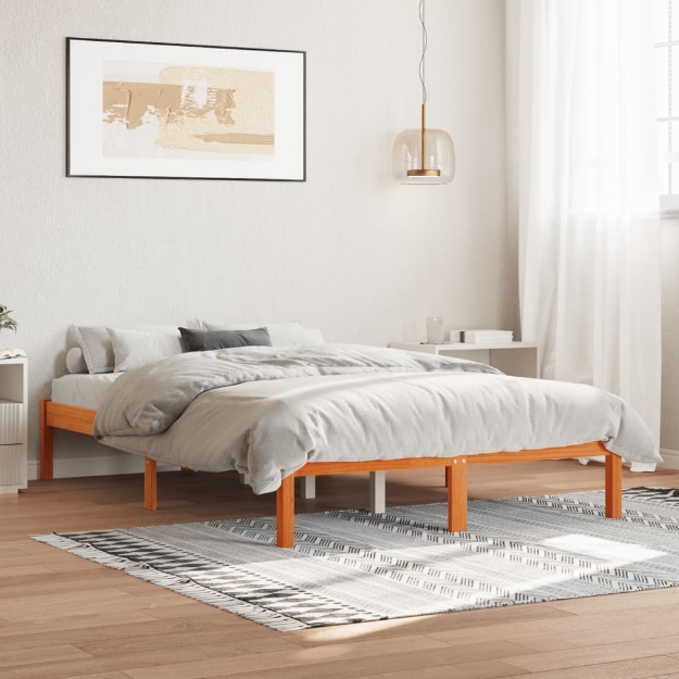 Letto senza Materasso Marrone Cera 120x190 cm in Legno di Pino