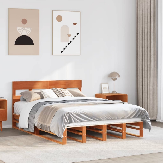 Letto senza Materasso Marrone Cera 120x190 cm in Legno di Pino