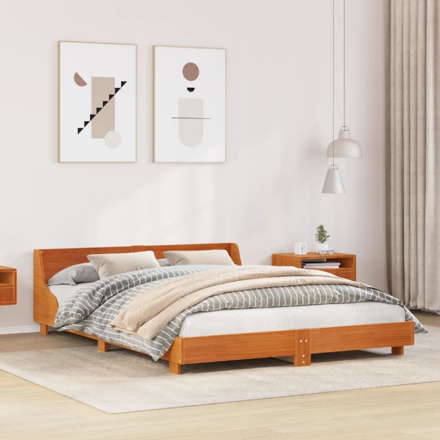 Letto senza Materasso Marrone Cera 120x190 cm in Legno di Pino