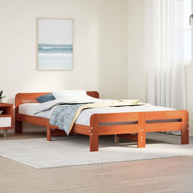 Letto senza Materasso Marrone Cera 120x190 cm in Legno di Pino