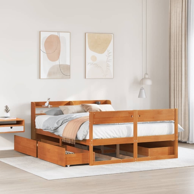 Letto senza Materasso Marrone Cera 120x190 cm in Legno di Pino