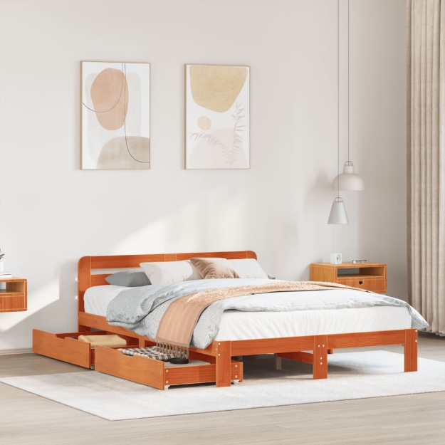 Letto senza Materasso Marrone Cera 120x190 cm in Legno di Pino