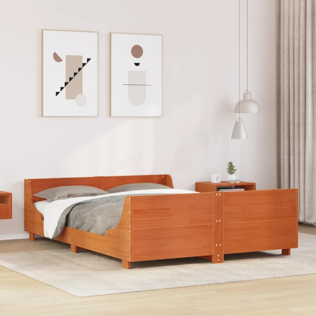 Letto senza Materasso Marrone Cera 120x190 cm in Legno di Pino