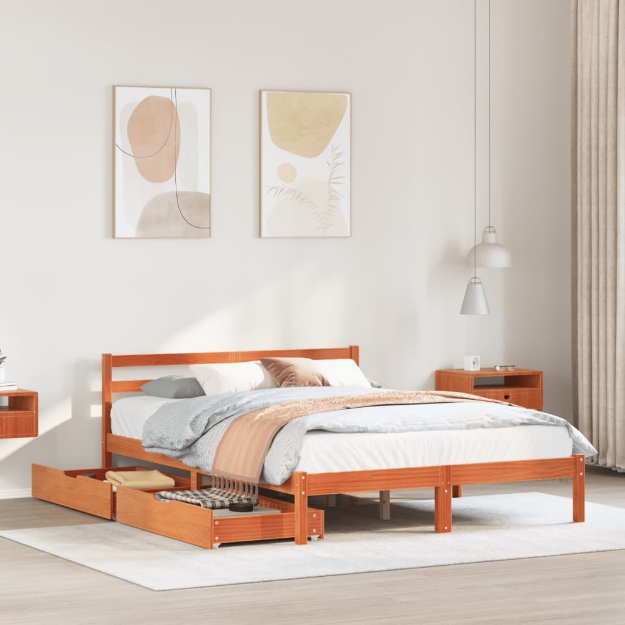 Letto senza Materasso Marrone Cera 120x190 cm in Legno di Pino